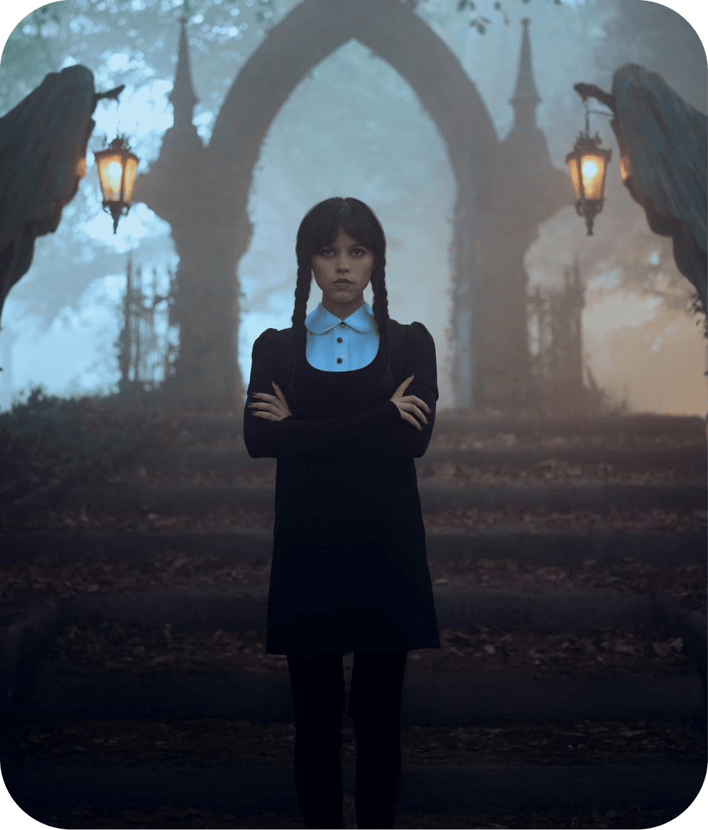 Wednesday — atmospheric still from the Netflix series
